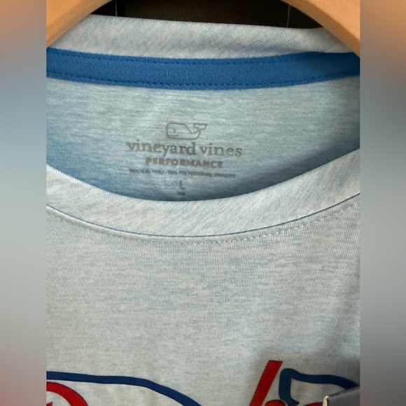 NWT Vineyard Vines Performance Light Blue Harbor Baseball 98 T-shirt • L (16) - Picture 3 of 5